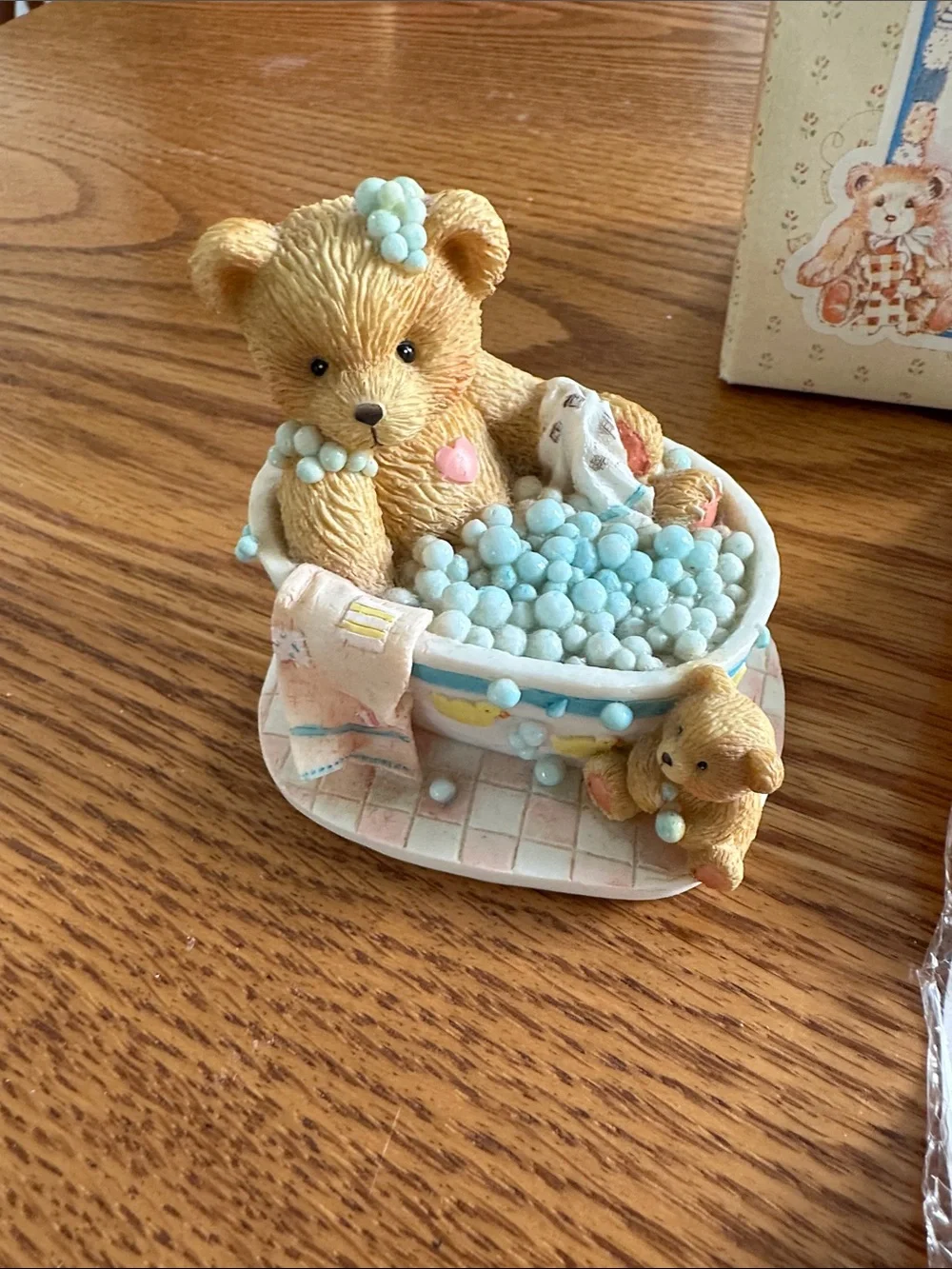 Cherished Teddies Betty Bath Figurine in Cream and Light Blue